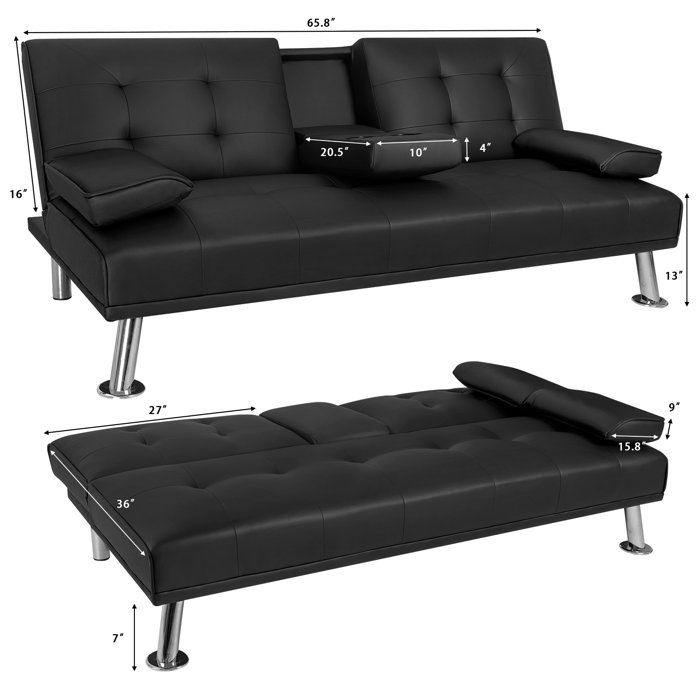 Ebern Designs Ahsaad 65.8'' Vegan Leather Sofa & Reviews Wayfair